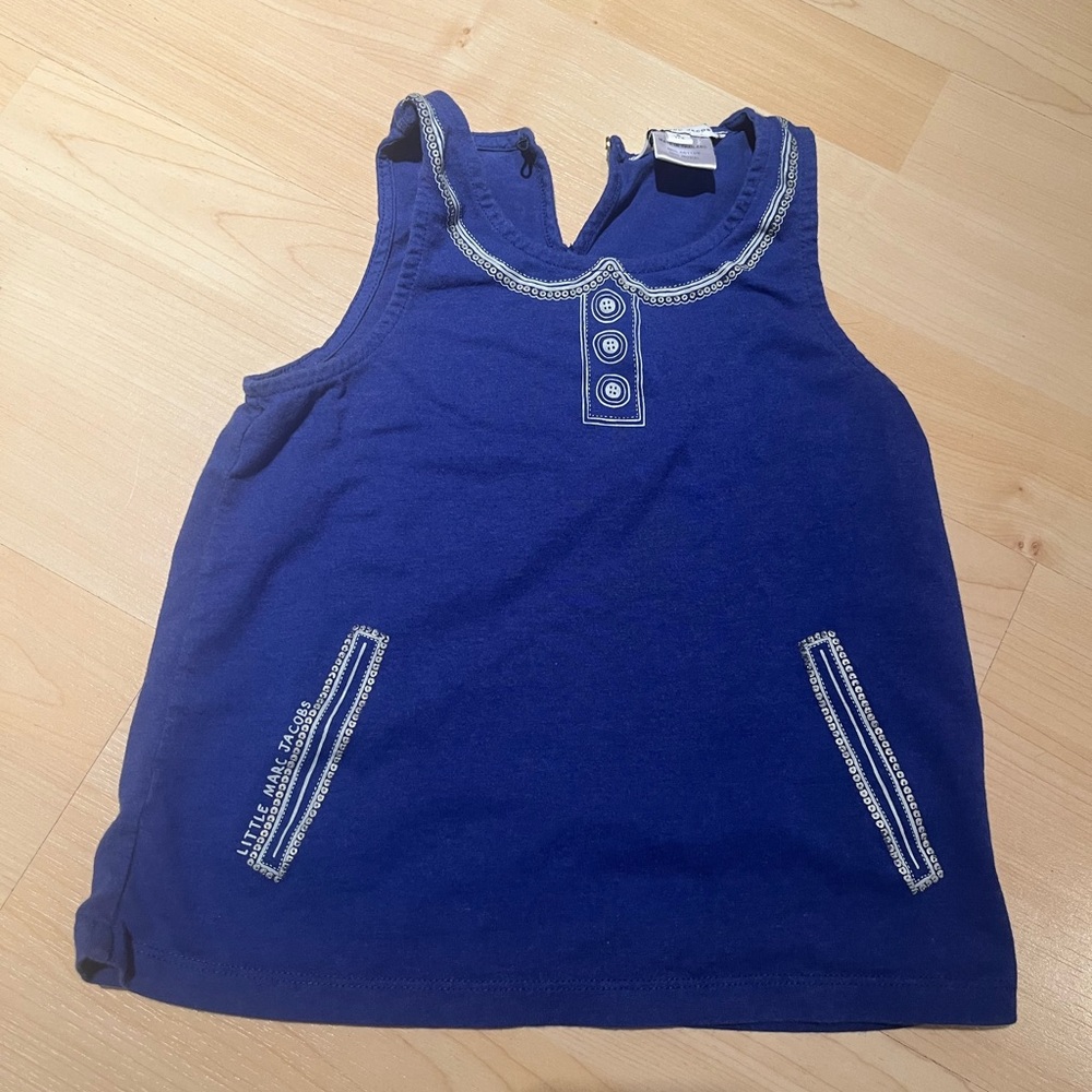 Little Marc Jacobs Blue Contrast Stitch Tank Top